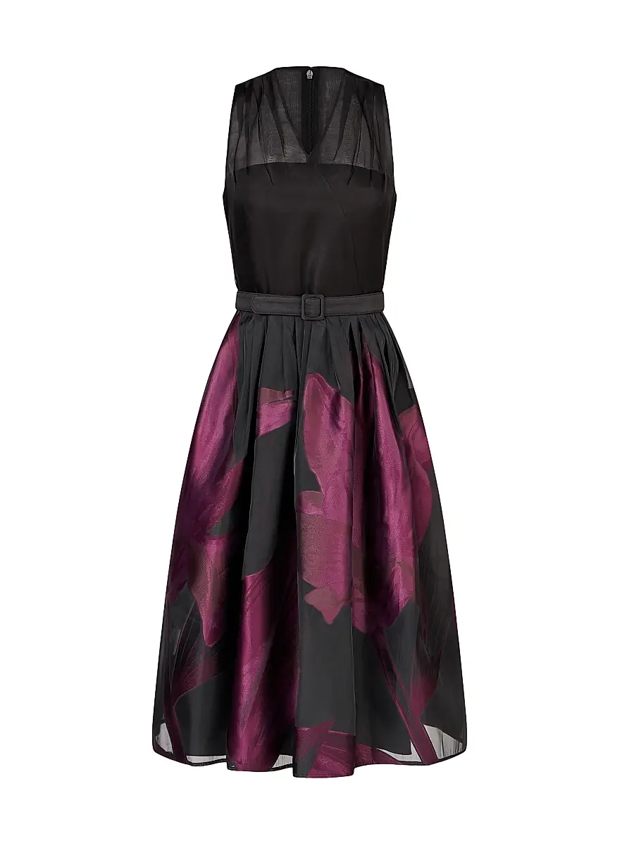 Kay Unger Women's Ellis Floral Jacquard Organza Cocktail Dress