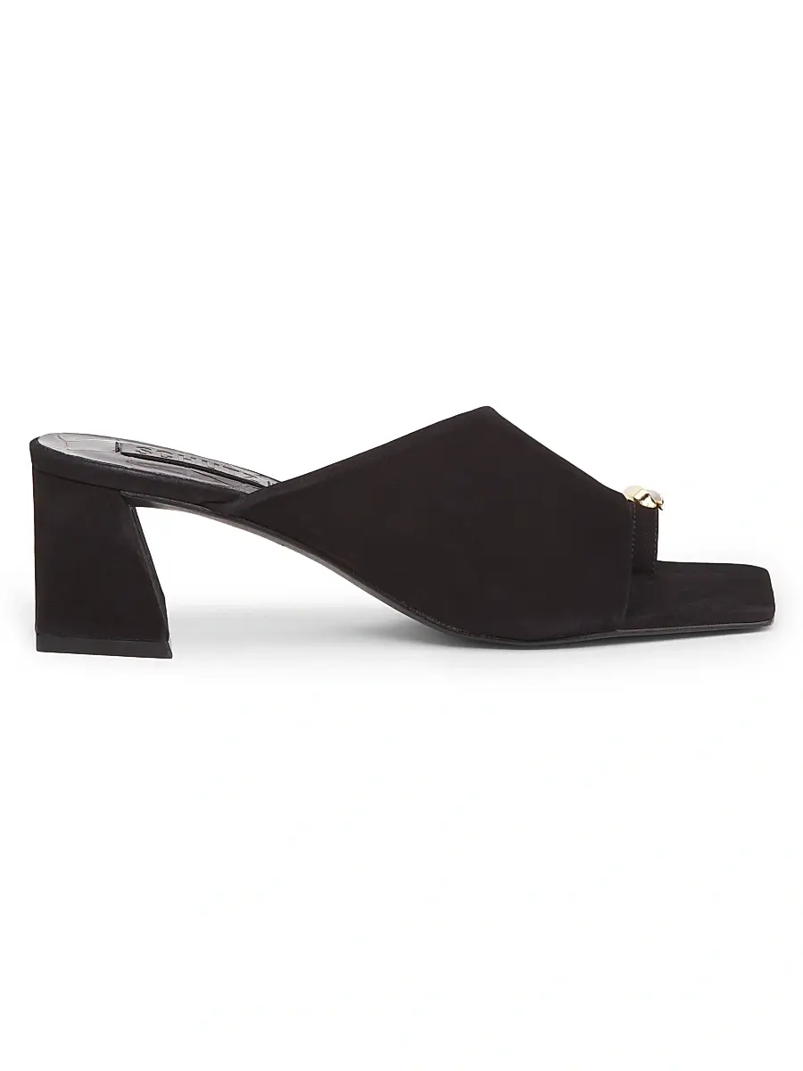 Schutz Women's Jodie Embellished Suede Block-Heel Mules - Black | Image 1 Schutz Women's Jodie Embellished Suede Block-Heel Mules - Black | Image 1