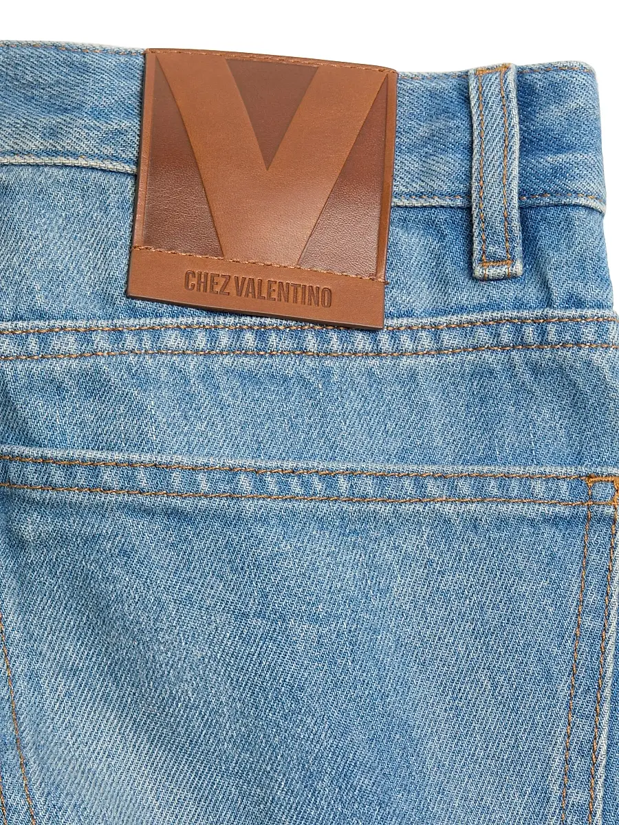Valentino Women's Denim Trousers with Jacquard Trims | Thumbnail 7 Valentino Women's Denim Trousers with Jacquard Trims | Thumbnail 7