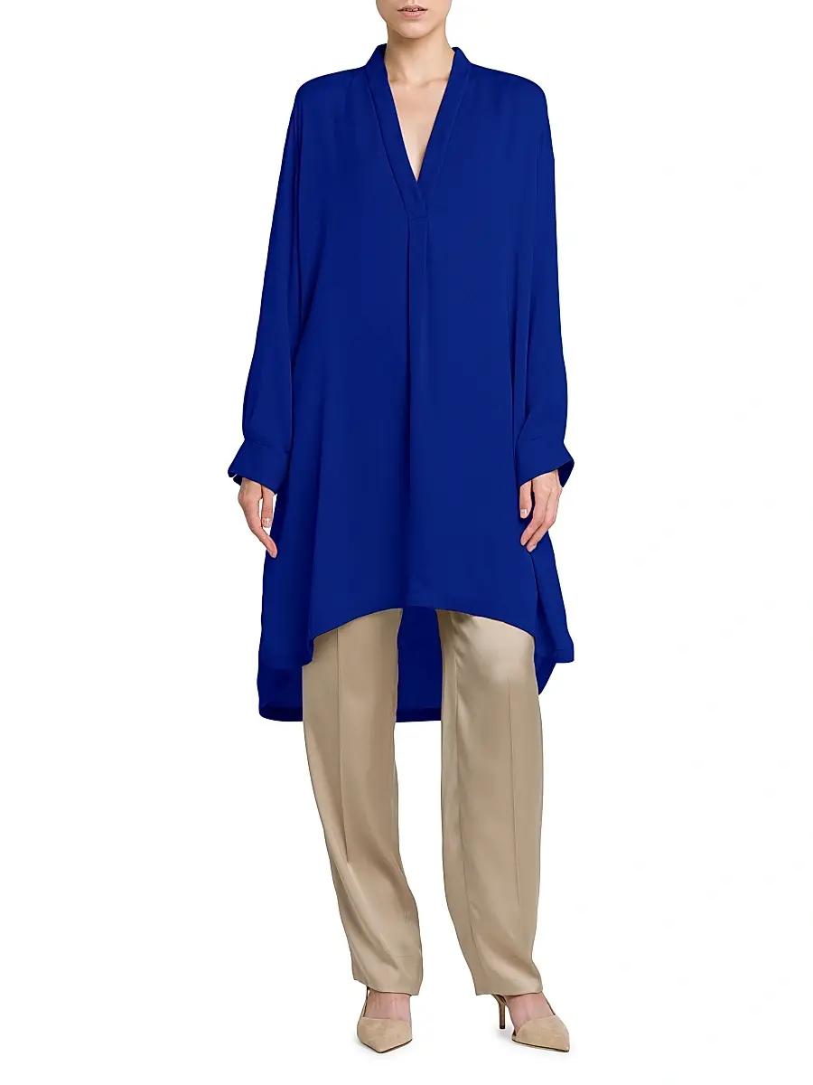 Giorgio Armani Women's Silk Georgette Tunic Blouse | Thumbnail 2 Giorgio Armani Women's Silk Georgette Tunic Blouse | Thumbnail 2