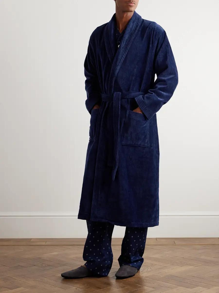 Derek Rose Belted Cotton-Terry Robe - Men | Thumbnail 2
