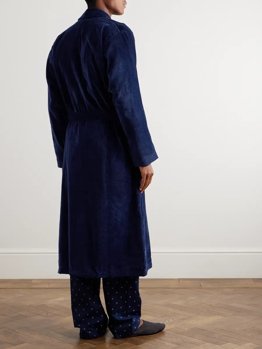 Derek Rose Belted Cotton-Terry Robe - Men | Thumbnail 3