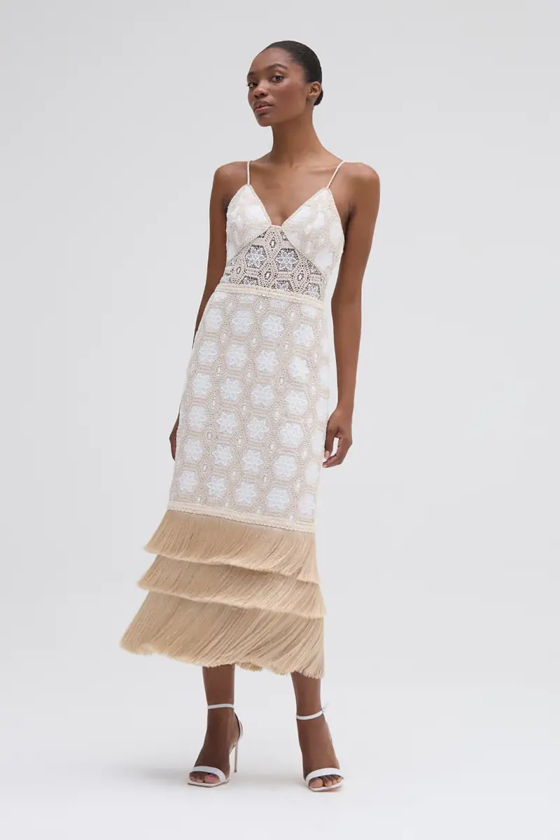 PatBo NATURAL CROCHET PLUNGE MIDI DRESS | Thumbnail 5 PatBo NATURAL CROCHET PLUNGE MIDI DRESS | Thumbnail 5