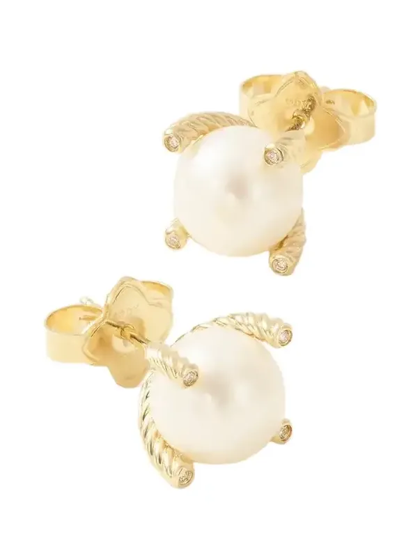 Cable Collectibles 18-karat Gold, Pearl And Diamond Earrings Cable Collectibles 18-karat Gold, Pearl And Diamond Earrings