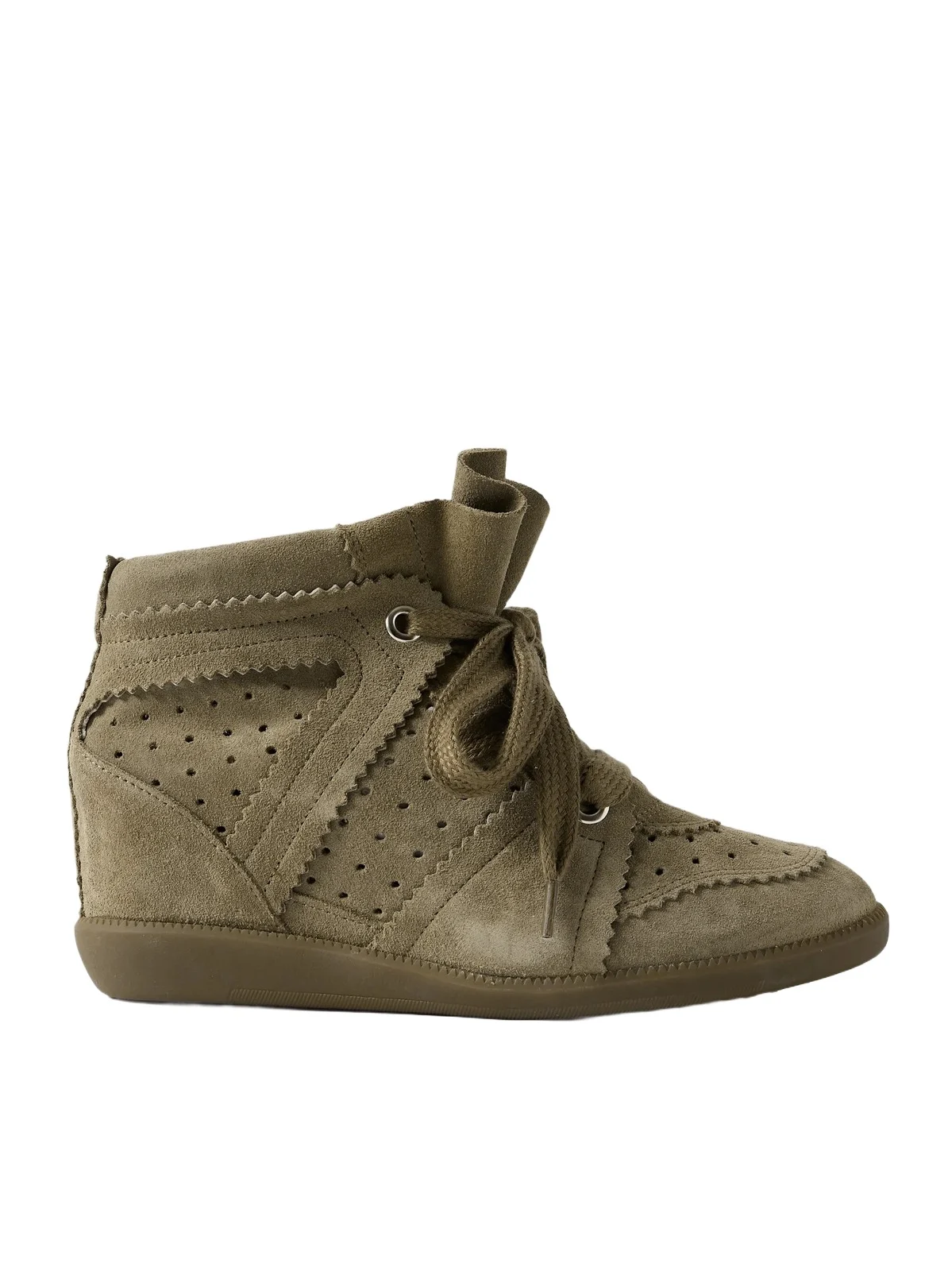 Bobby Perforated Suede Wedge Sneakers