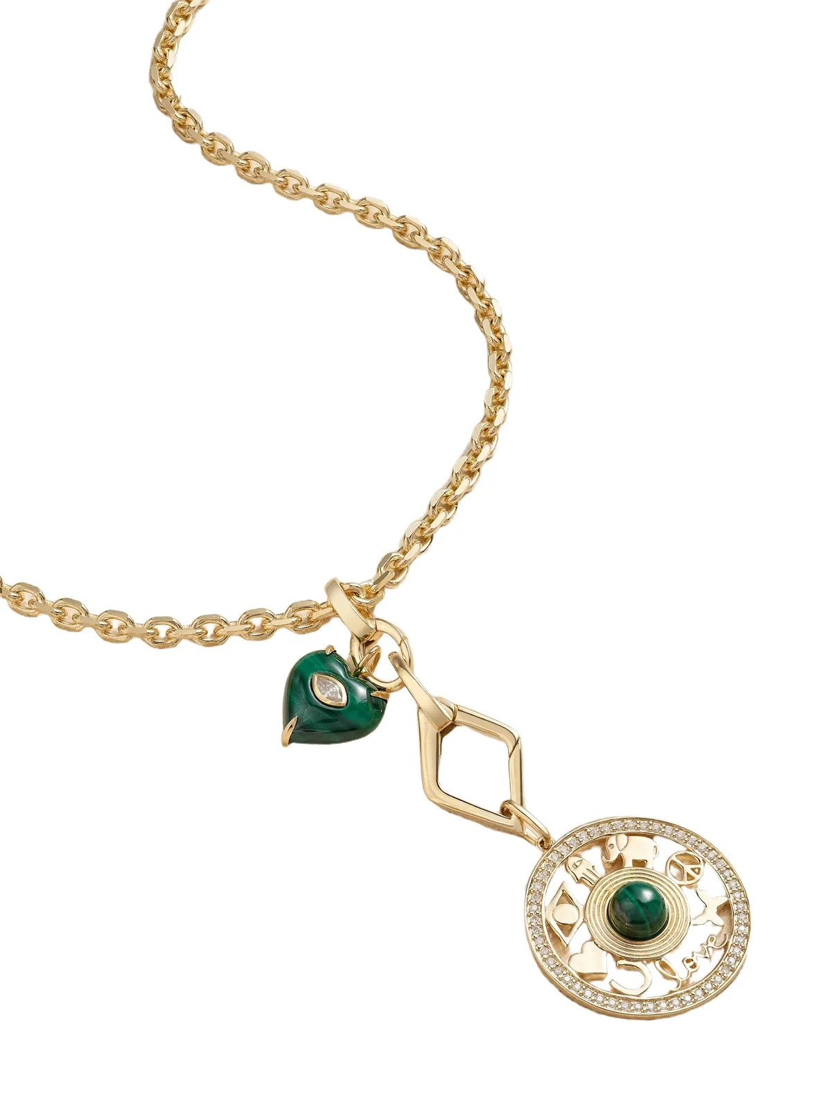 Open Icon 14-karat Gold, Malachite And Diamond Necklace - Green
