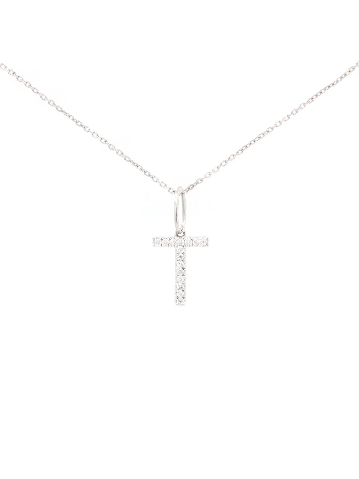 0.15ct Diamond 18K Gold Letter T Pendant