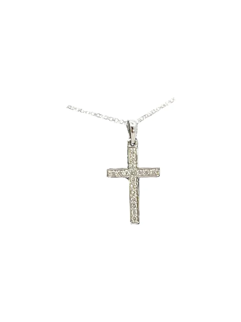 Wish Fine Jewelry 0.17ct Diamond 14K Gold Cross Necklace