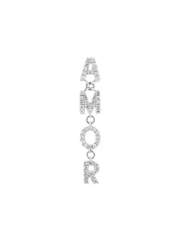 0.20ct Diamond 18K Gold Amor Single Dangle Drop Earrings