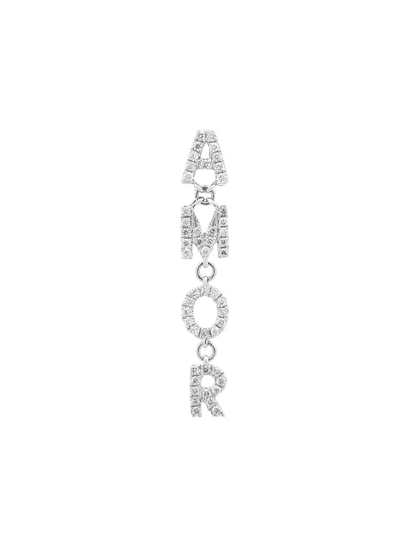 0.20ct Diamond 18K Gold Amor Single Dangle Drop Earrings