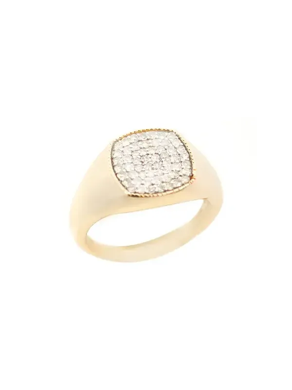0.22ct Diamond 14K Gold Pave Signet Ring 0.22ct Diamond 14K Gold Pave Signet Ring