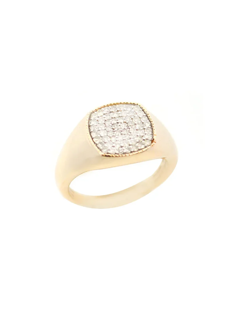 0.22ct Diamond 14K Gold Pave Signet Ring 0.22ct Diamond 14K Gold Pave Signet Ring