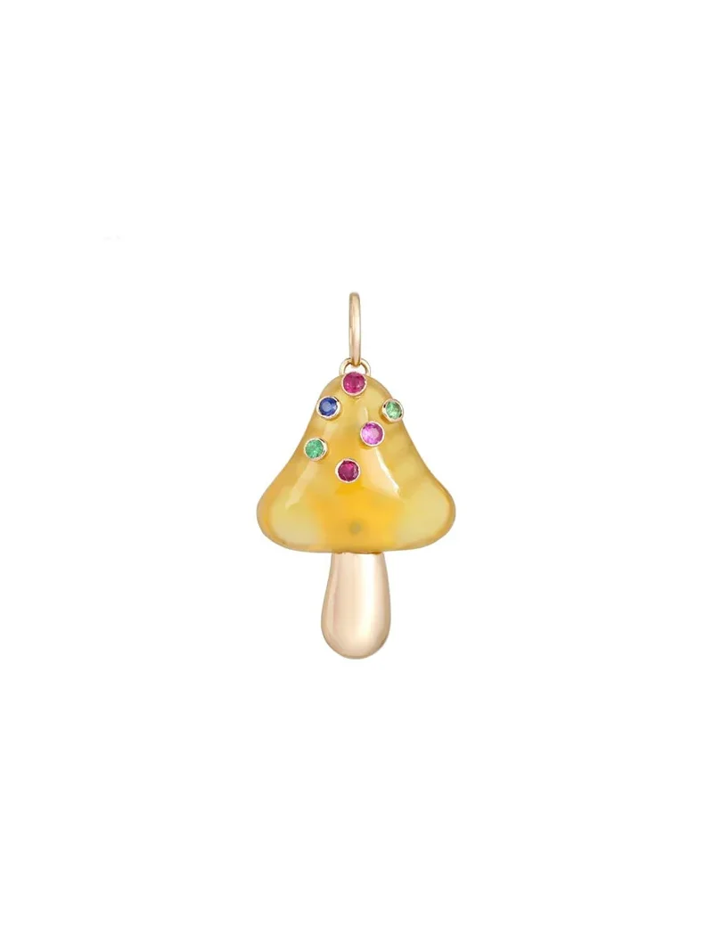 0.23ct Multi Color Sapphire 14K Gold Mushroom Pendant 0.23ct Multi Color Sapphire 14K Gold Mushroom Pendant
