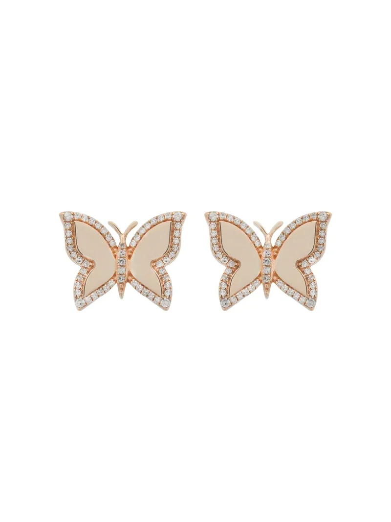 0.30ct Diamond 14K Gold Butterfly Stud Earrings