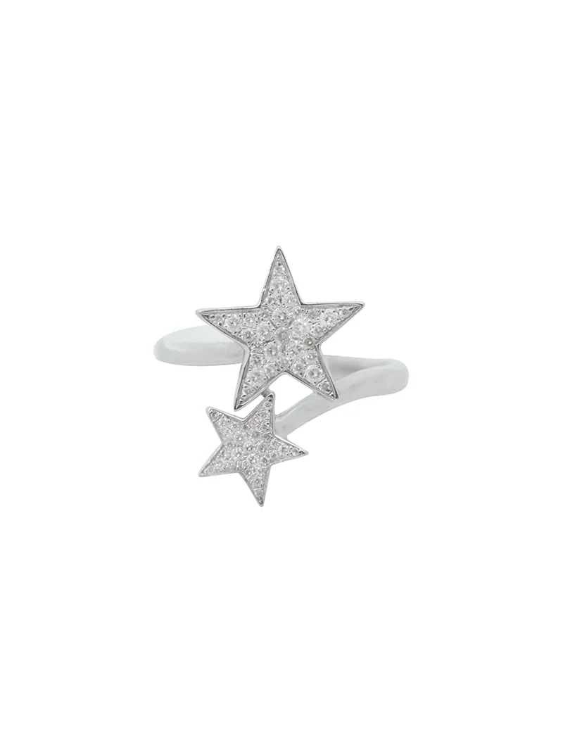 0.30ct Diamond 18K Gold Double Star Ring