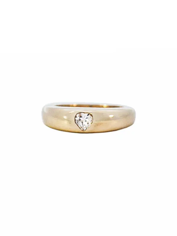0.31ct White Sapphire 14K Gold Heart Cut Thin Dome Ring 0.31ct White Sapphire 14K Gold Heart Cut Thin Dome Ring