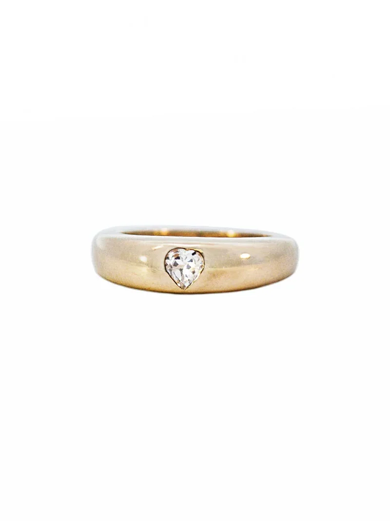 0.31ct White Sapphire 14K Gold Heart Cut Thin Dome Ring 0.31ct White Sapphire 14K Gold Heart Cut Thin Dome Ring
