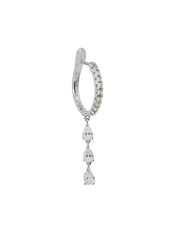 0.32ct Diamond 18K Gold Dangle Drop Hoop Earrings_ 1 Side 0.32ct Diamond 18K Gold Dangle Drop Hoop Earrings_ 1 Side