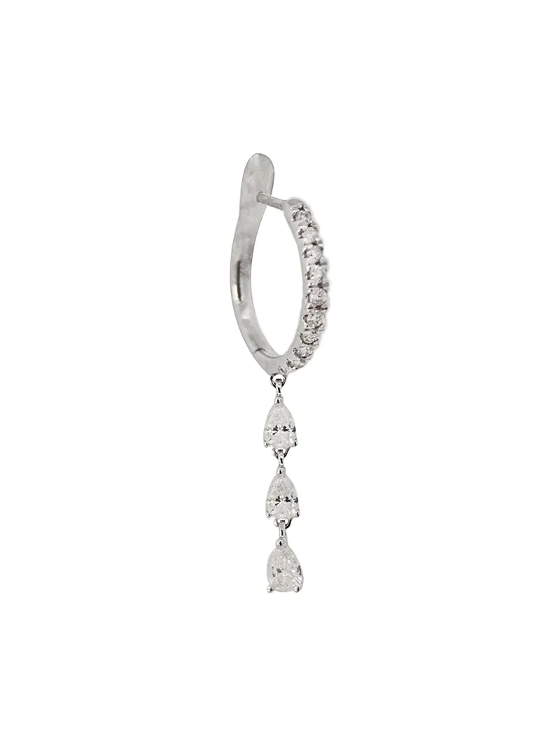 0.32ct Diamond 18K Gold Dangle Drop Hoop Earrings_ 1 Side 0.32ct Diamond 18K Gold Dangle Drop Hoop Earrings_ 1 Side