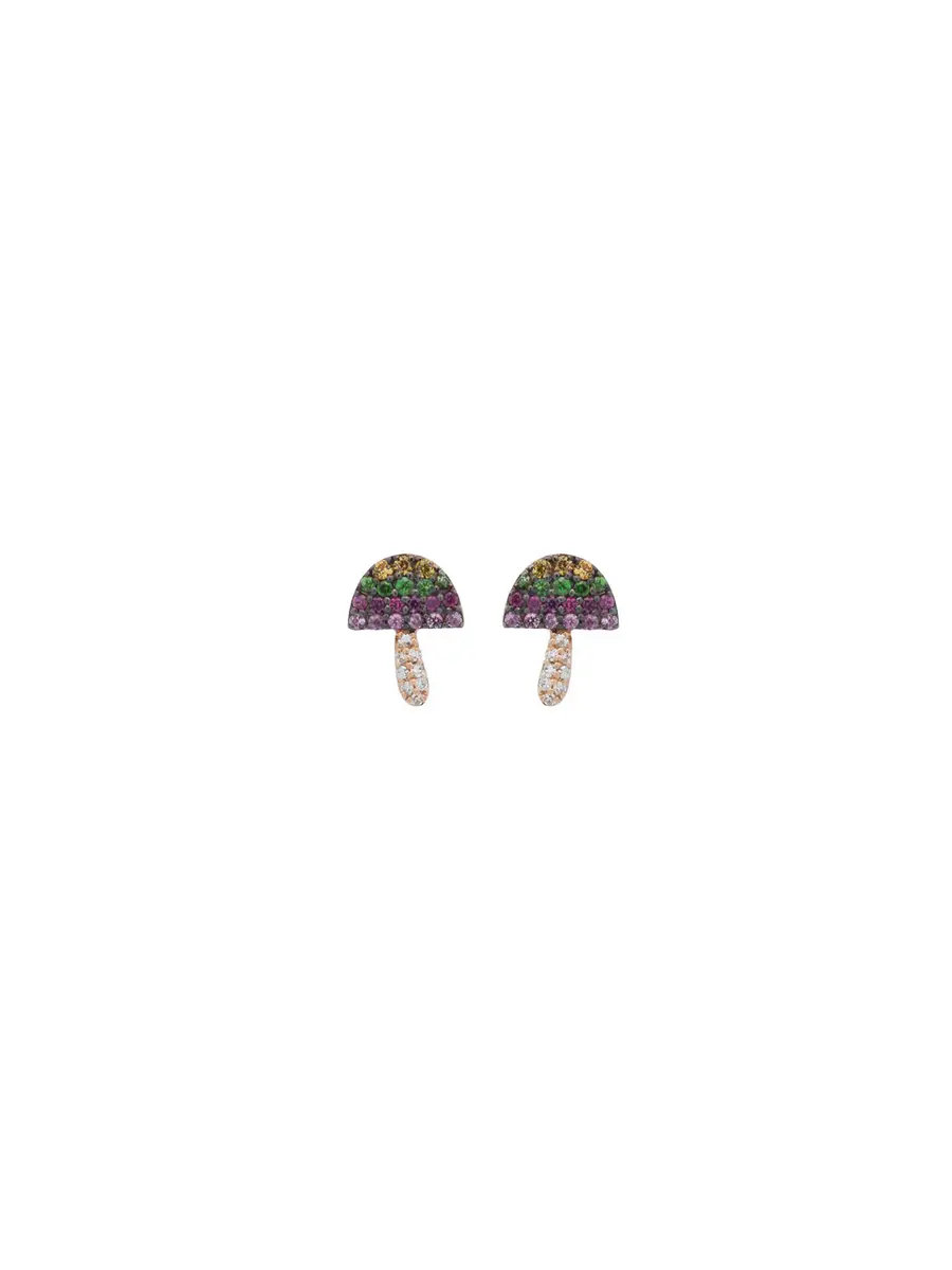 Wish Fine Jewelry 0.36ct Diamond Multi Color Sapphire 14K Gold Mushroom Stud Earrings | Thumbnail 2 Wish Fine Jewelry 0.36ct Diamond Multi Color Sapphire 14K Gold Mushroom Stud Earrings | Thumbnail 2