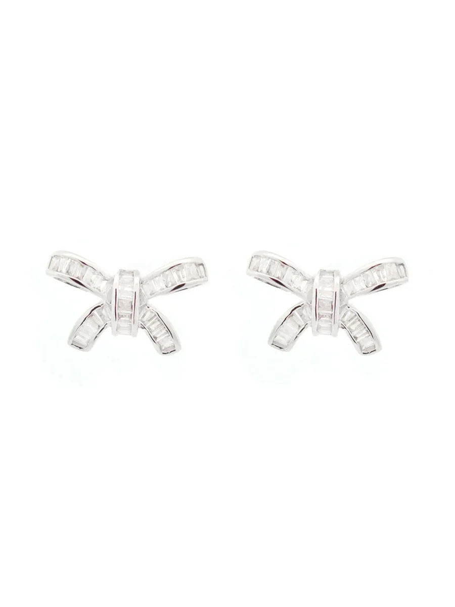0.42ct Diamond 18K Gold Bow Stud Earrings