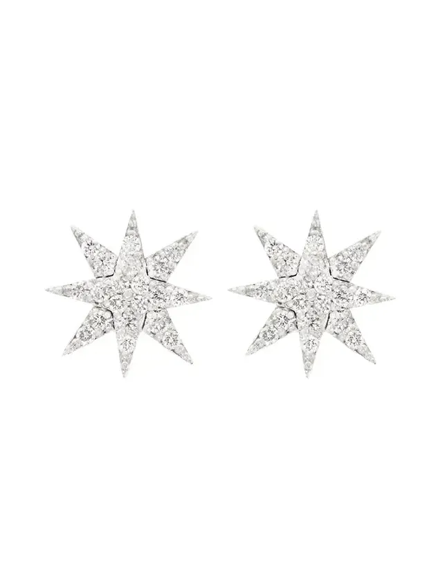 0.49ct Diamond 18K Gold Star Stud Earrings