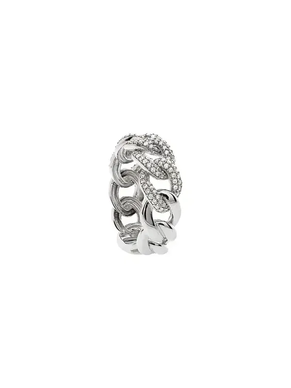 0.50ct Diamond 18K Gold Pave Cuban Chain Ring 0.50ct Diamond 18K Gold Pave Cuban Chain Ring