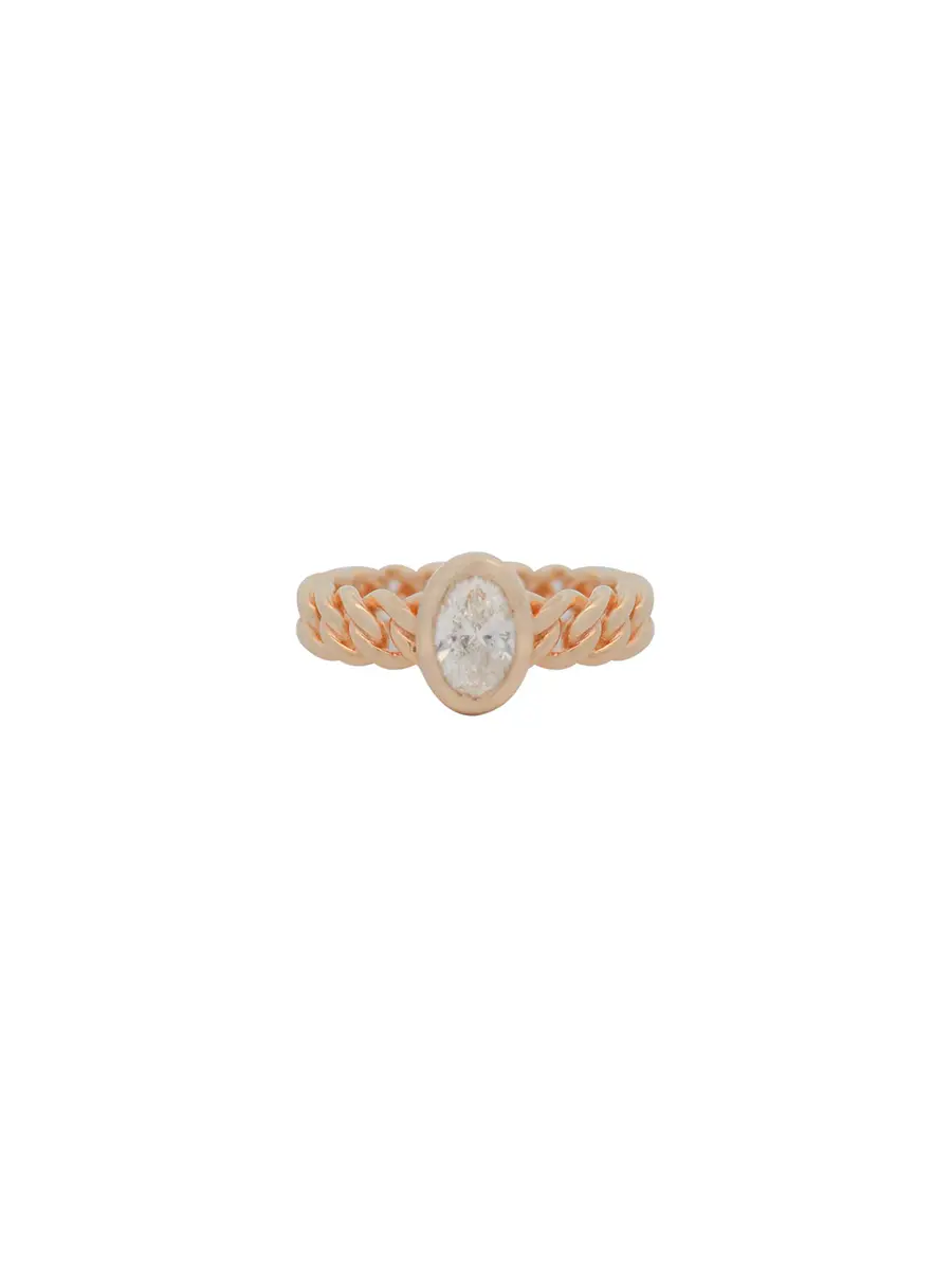 Wish Fine Jewelry 0.56ct Diamond 14K Gold Oval Cuban Chain Ring | Thumbnail 2 Wish Fine Jewelry 0.56ct Diamond 14K Gold Oval Cuban Chain Ring | Thumbnail 2
