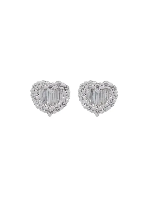 0.56cts Diamond 18K Gold Heart Baguette illusion Earrings 0.56cts Diamond 18K Gold Heart Baguette illusion Earrings