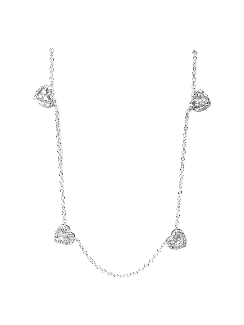 0.59ct Diamond 18K Gold Station Heart Necklace 0.59ct Diamond 18K Gold Station Heart Necklace