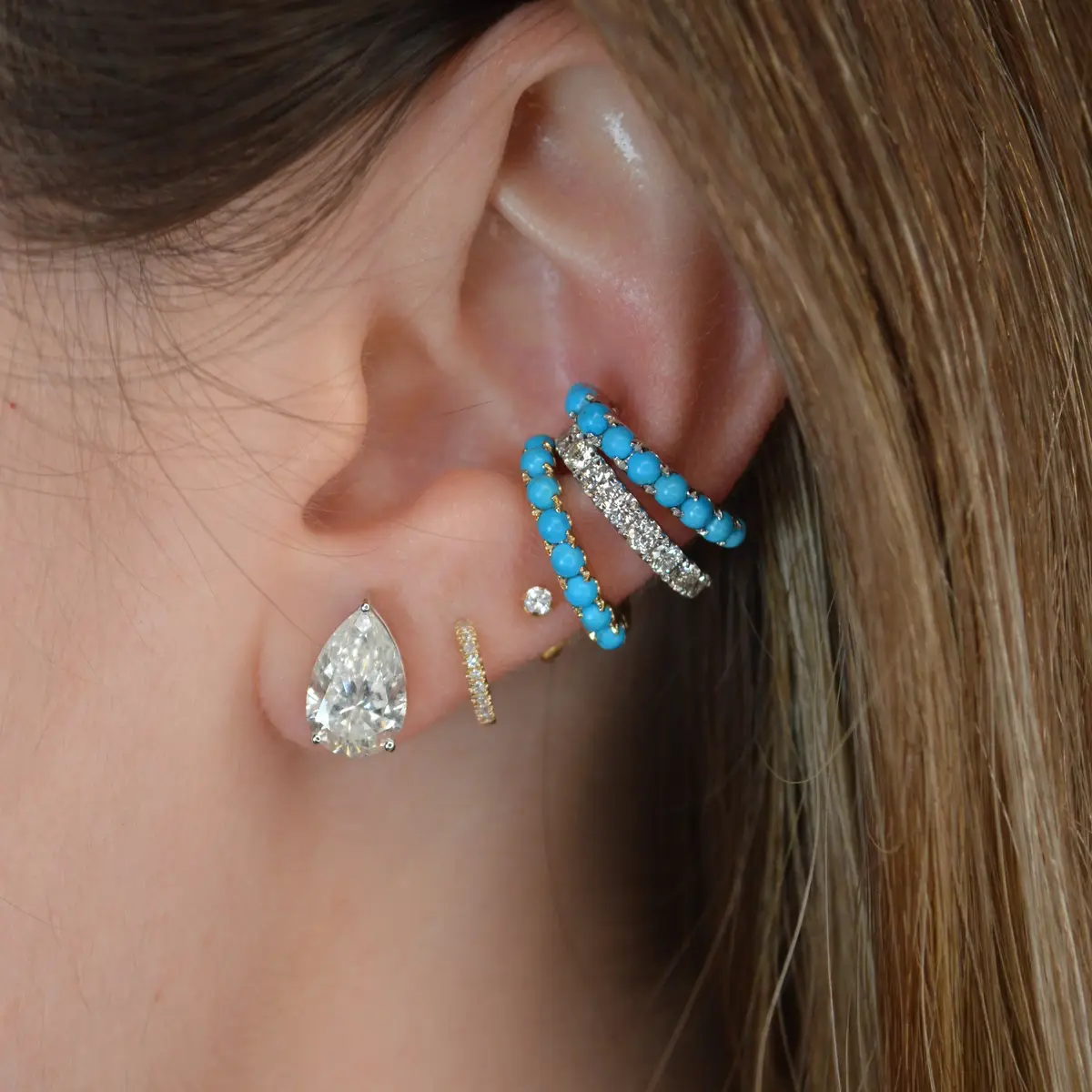 Wish Fine Jewelry 0.62ct Turquoise 18K Gold Ear Cuff | Thumbnail 3