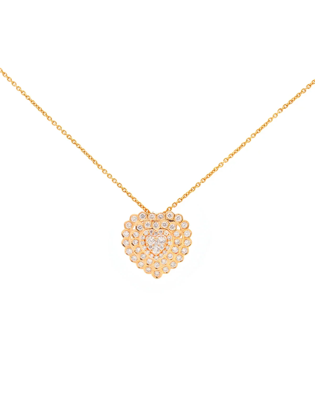 0.69ct Diamond 15K Gold Heart Pendant Necklace