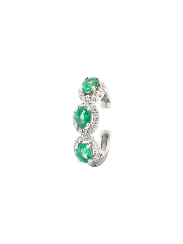 0.75ct Diamond Emerald 18K Gold Three Stone Ear Cuff 0.75ct Diamond Emerald 18K Gold Three Stone Ear Cuff