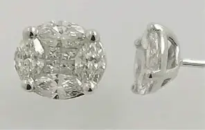 Wish Fine Jewelry 0.76ct Diamond 18K Gold Earrings Illusion | Thumbnail 2