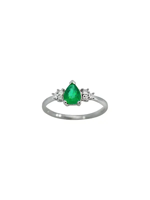 0.80ct Diamond Emerald 14K Gold Classic Ring