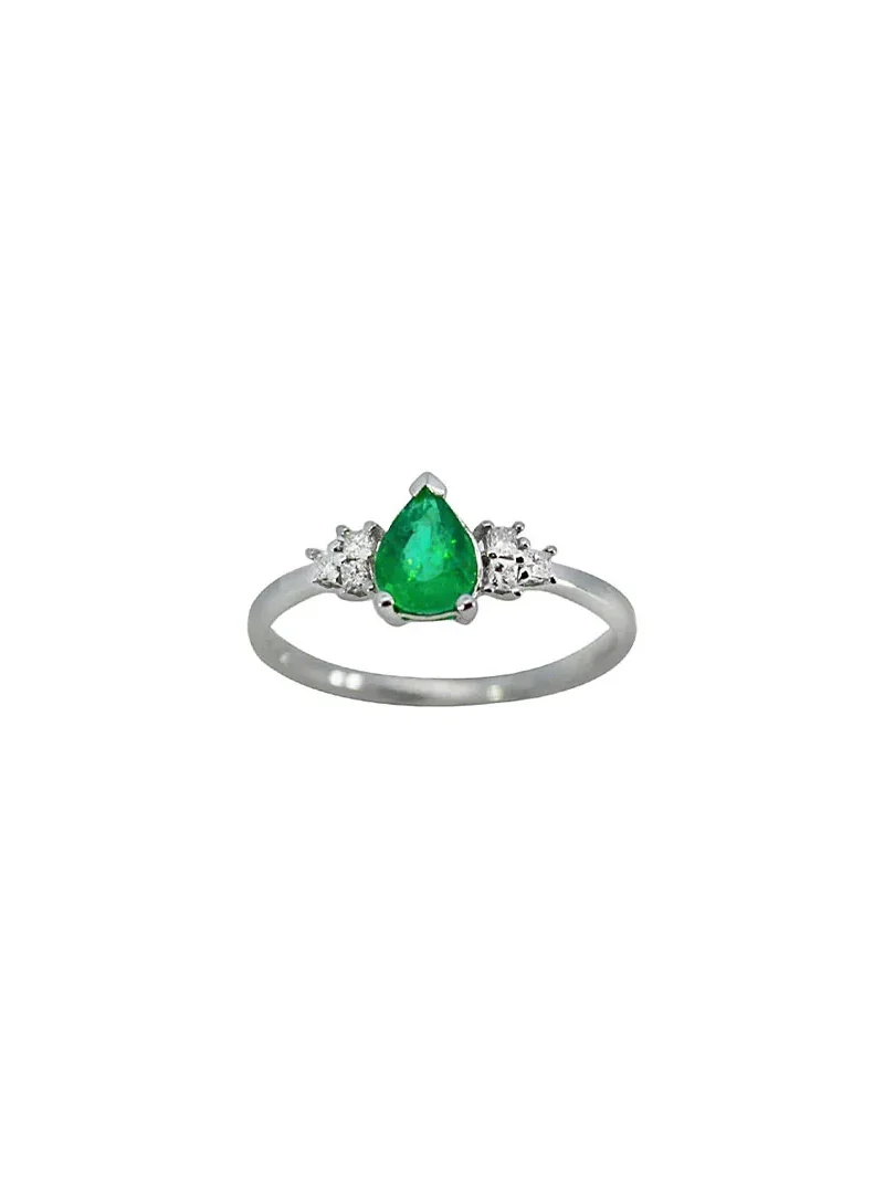 0.80ct Diamond Emerald 14K Gold Classic Ring 0.80ct Diamond Emerald 14K Gold Classic Ring