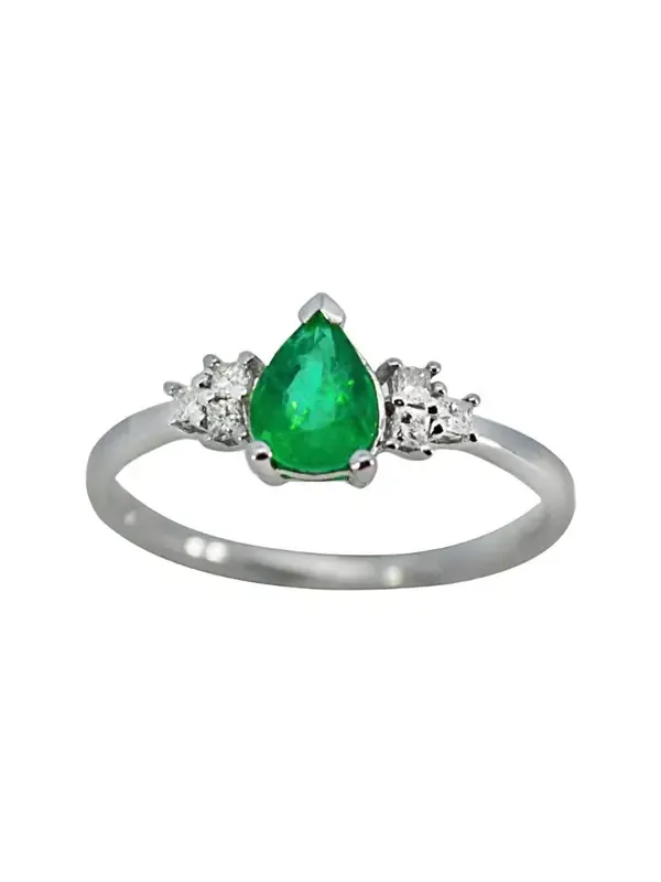 0.81ct Diamond Emerald 14K Gold Classic Ring 0.81ct Diamond Emerald 14K Gold Classic Ring
