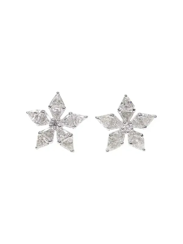 0.88ct Diamond 18K Gold Flower Earrings