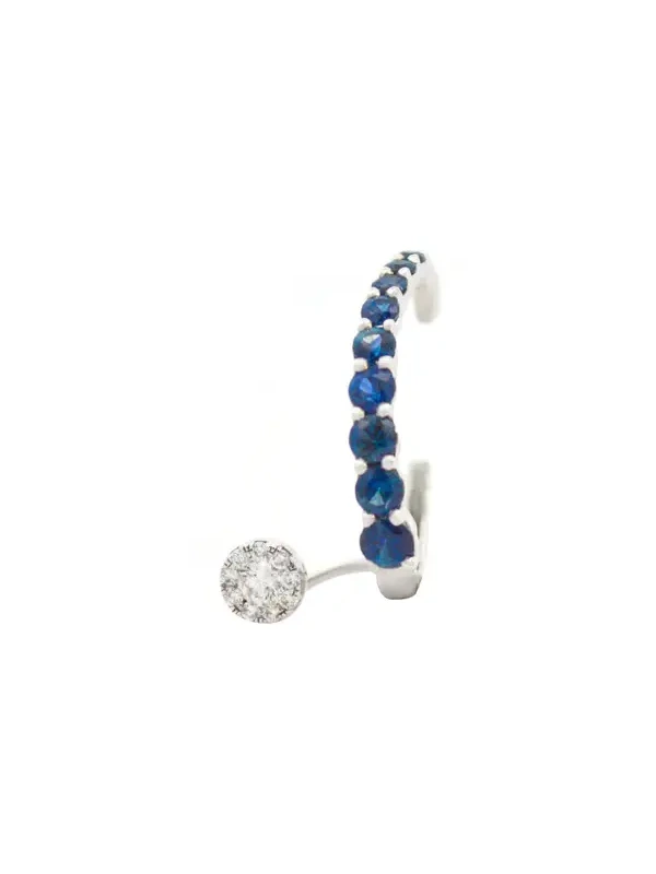 0.88cts Diamond Blue Sapphire 18K Gold Earcuffs