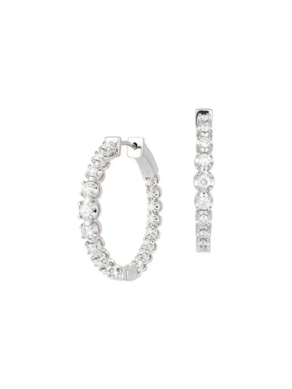 0.89ct Diamond 18K Gold Graduated Hoop Earrings 0.89ct Diamond 18K Gold Graduated Hoop Earrings
