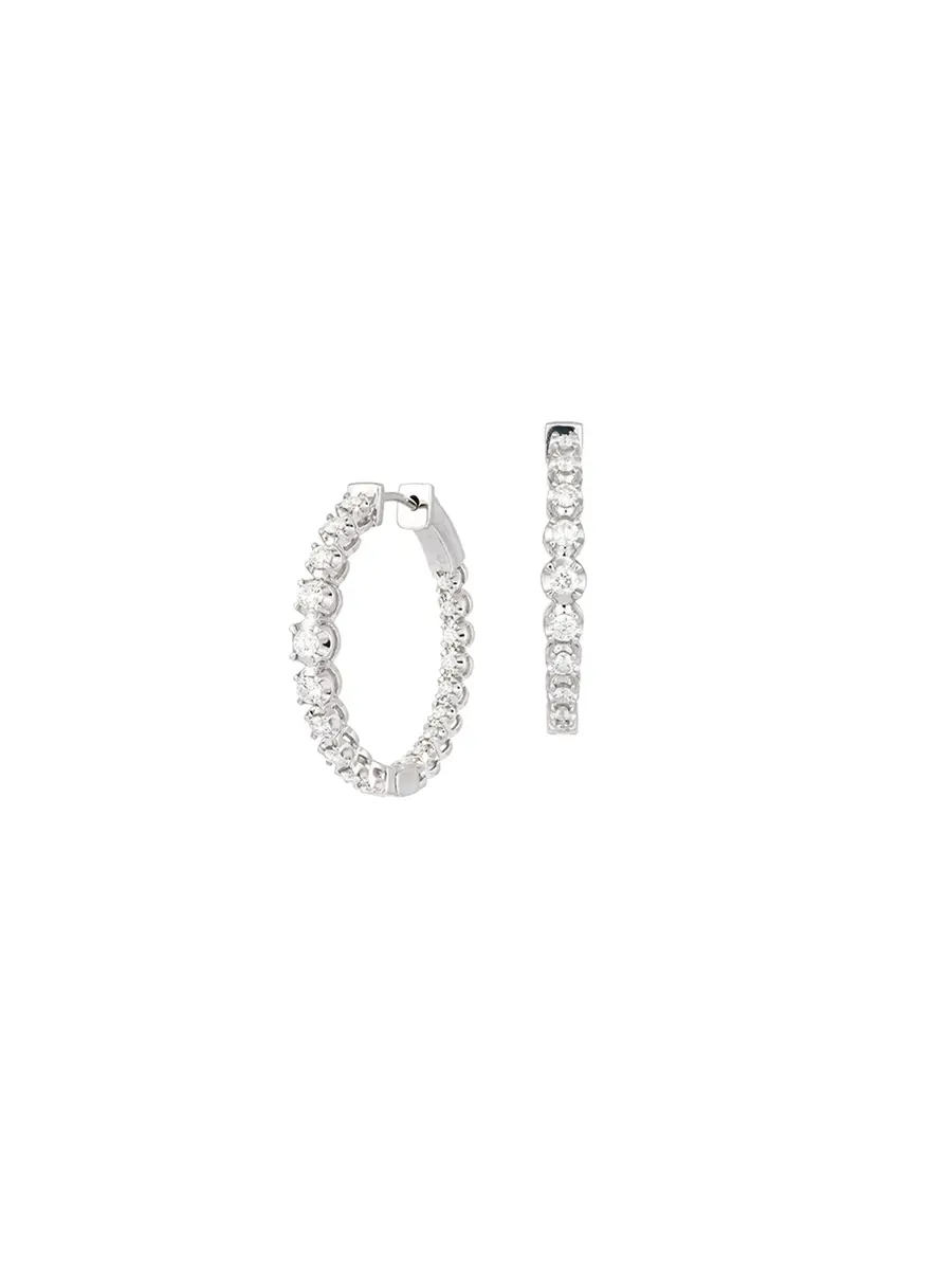 Wish Fine Jewelry 0.89ct Diamond 18K Gold Graduated Hoop Earrings | Image 1 Wish Fine Jewelry 0.89ct Diamond 18K Gold Graduated Hoop Earrings | Image 1