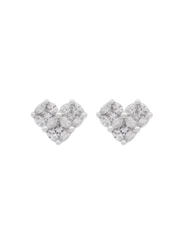 0.97ct Diamond 18K Gold Cluster Heart Earrings 0.97ct Diamond 18K Gold Cluster Heart Earrings
