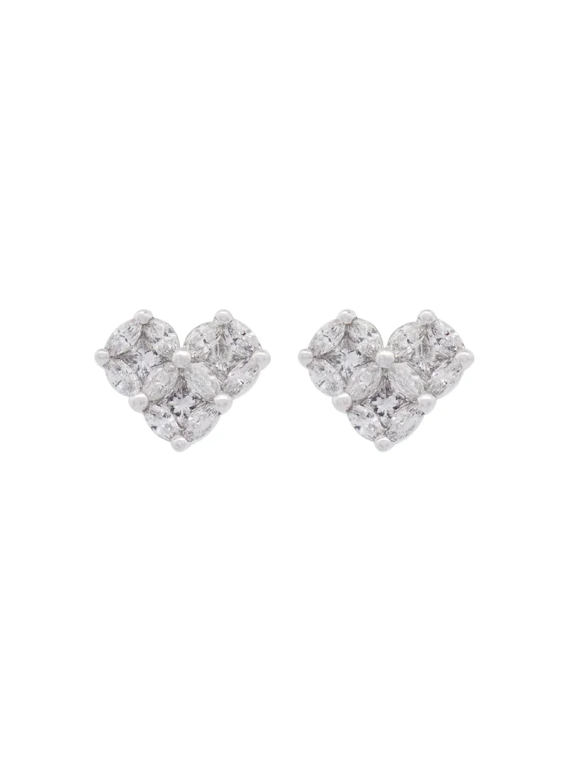 0.97ct Diamond 18K Gold Cluster Heart Earrings