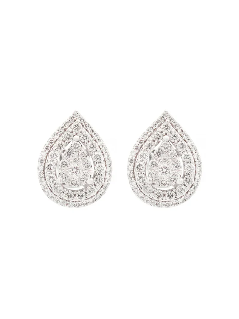 Wish Fine Jewelry 1.00ct Diamond 14K Gold Pear Cluster Stud Earrings