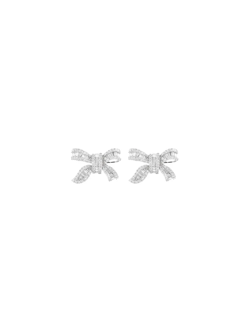 1.00ct Diamond 18K Gold Bow Earrings