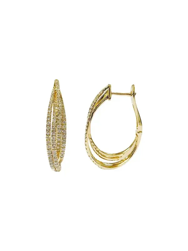 1.00ct Diamond 18K Gold Multi Hoop Earrings