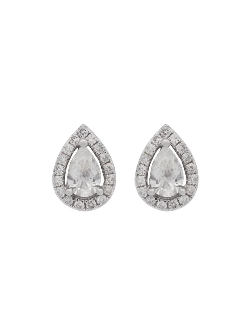 1.00ct Diamond 18K Gold Pear Halo Stud Earrings