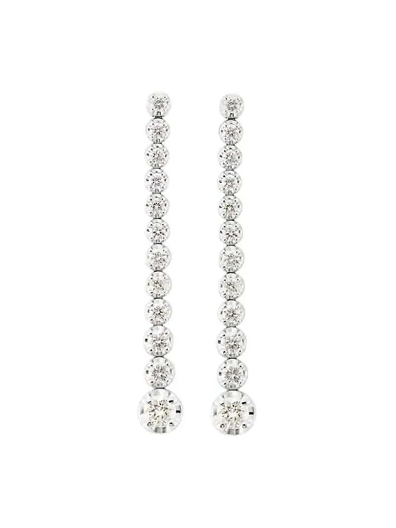 1.00ct Diamond 18K Gold Graduated Tennis Earrings