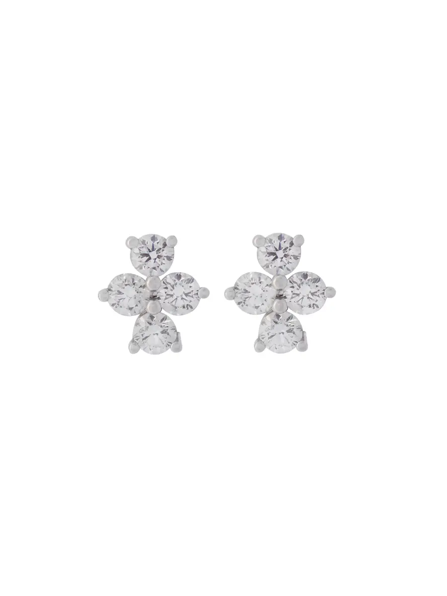 Wish Fine Jewelry 1.02ct Diamond 18K Gold Four Stone Cluster Earrings | Thumbnail 3