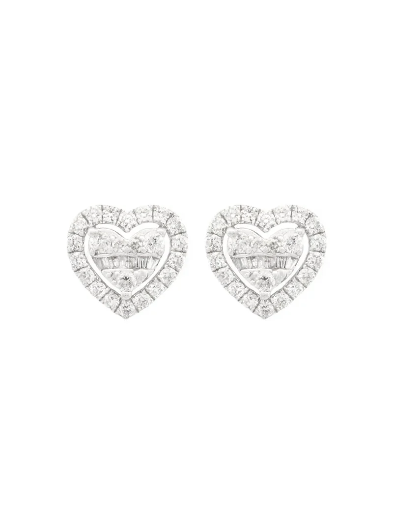 Wish Fine Jewelry 1.04ct Diamond 18K Gold Cluster Heart Stud Earrings